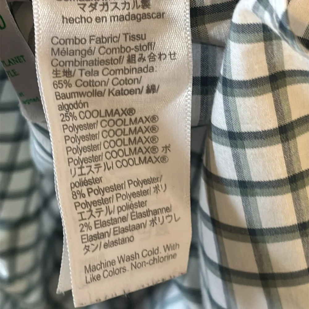 J. Crew Secret Wash Button Down Check Shirt White Green Men's Medium Slim